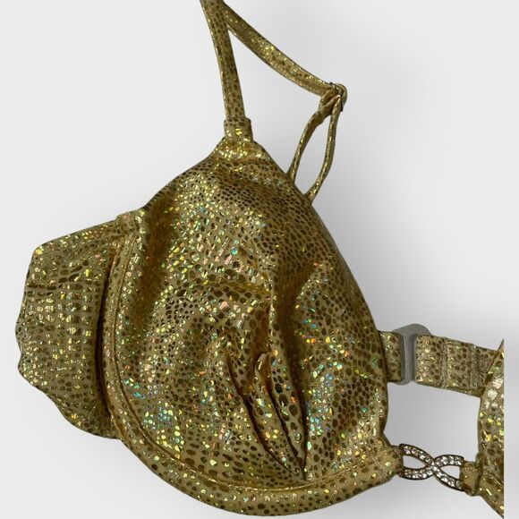 VTG Carabella Collection Bikini Hologram Gold Mob Wives High Cut Reptile Size 10 - Picture 2 of 11